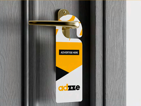 Creative advertisement idea: Door Hanger marketing as a cost-effective strategy to increase brand awareness.