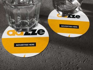 Adzze's bar costers advertising