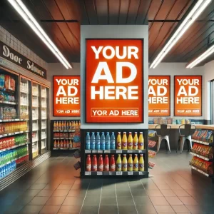 AI generated c-store with posters advertising