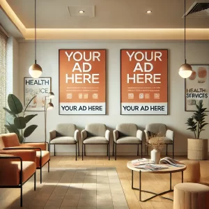 AI generated doctor's office with posters advertising